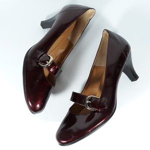 Sofft Red Patent Leather Round Toe High Heels